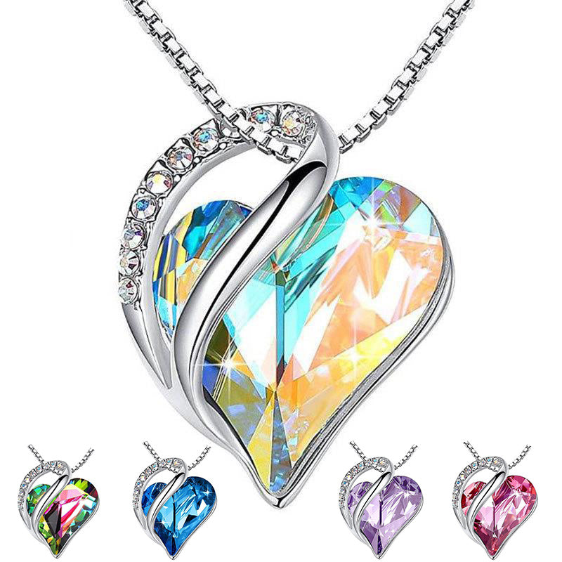 Sliver Heart Shaped Geometric Necklace Jewelry Women's