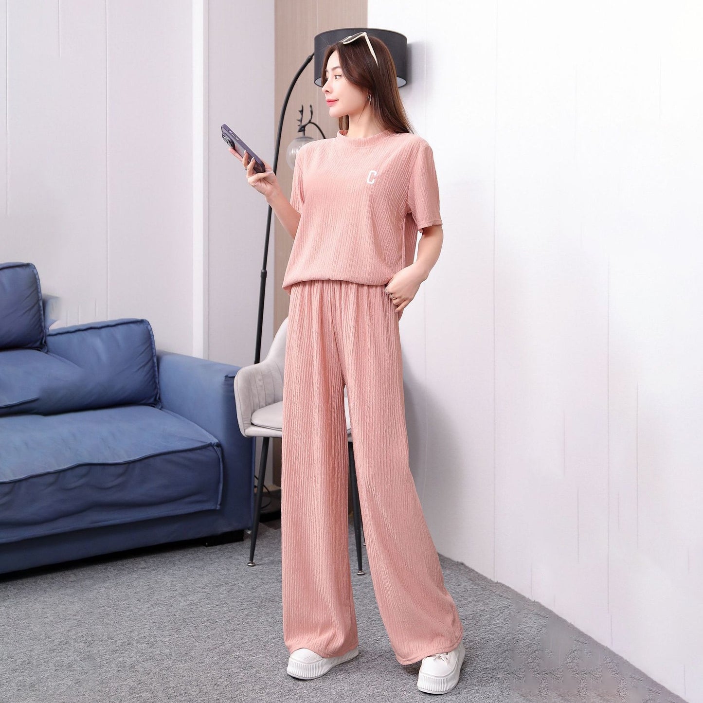 Women's Spring And Summer Embroidery Homewear Suit