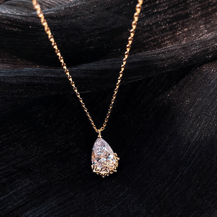 Crystal Water Drop Pendant Necklace Women's