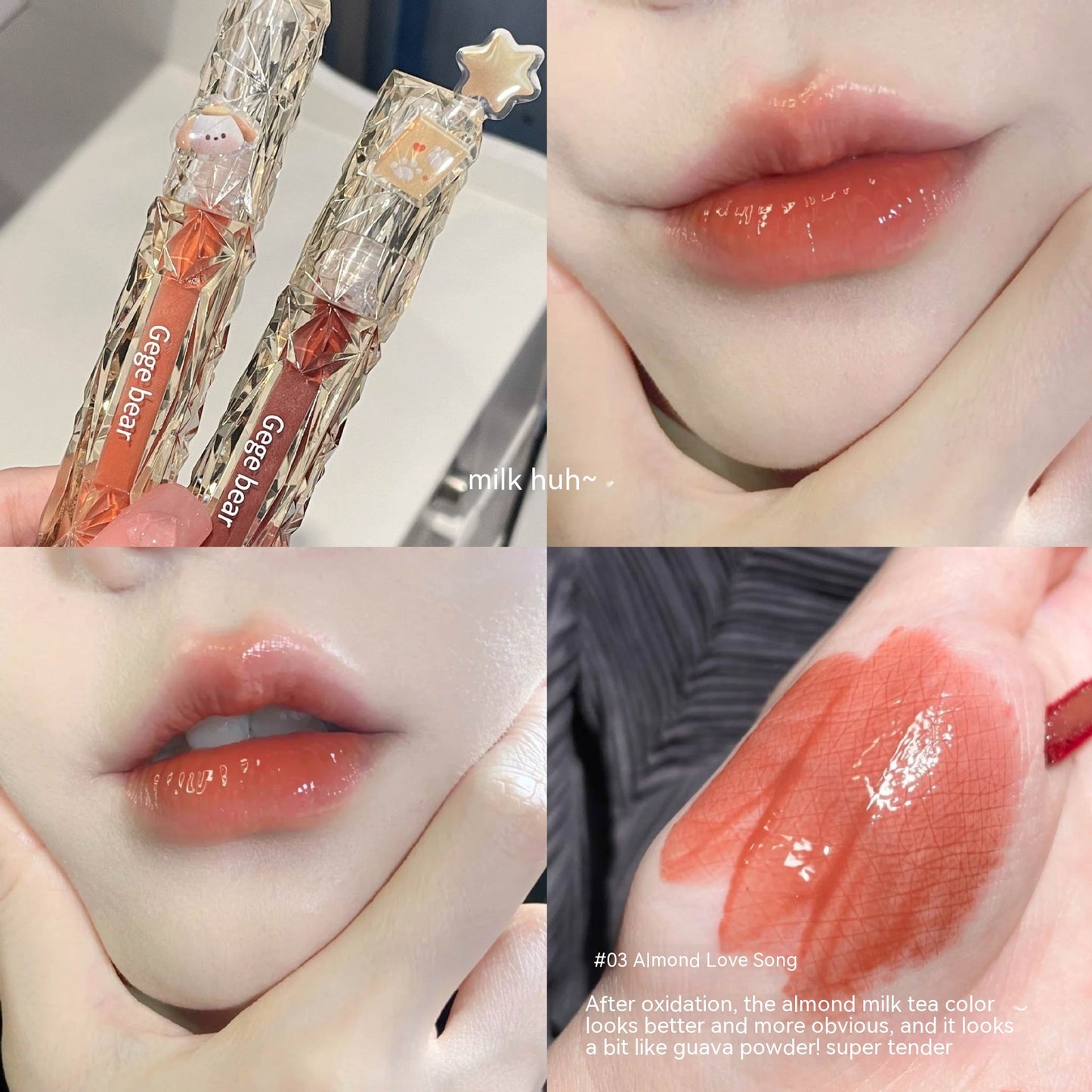 Crystal Transparent Diamond Light Mirror Lip Lacquer White