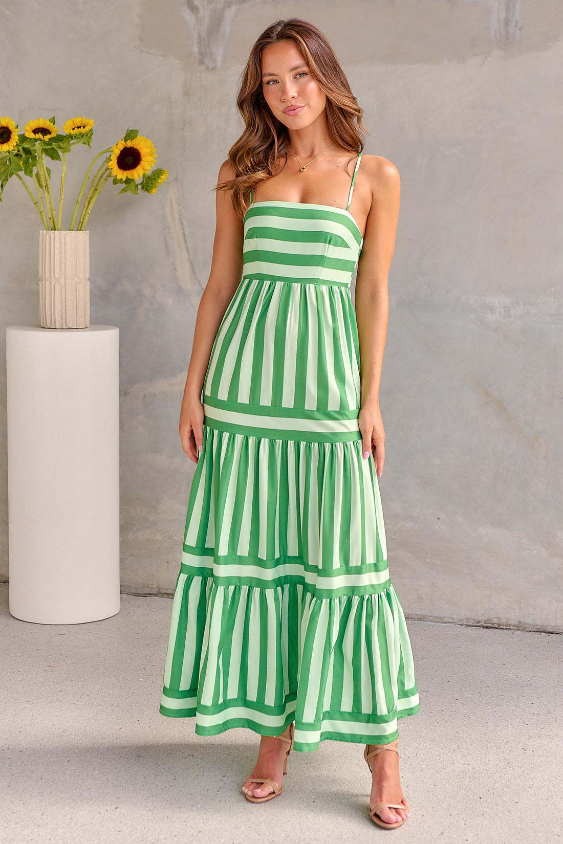 Summer Striped Printed Suspender Long Dress With Pockets Fashion Backless Dresses For Beach