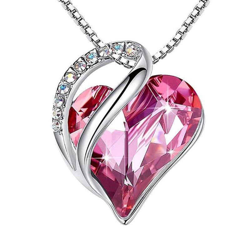 Sliver Heart Shaped Geometric Necklace Jewelry Women's