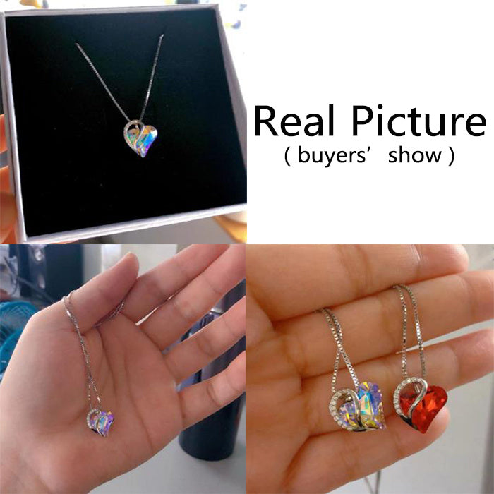 Sliver Heart Shaped Geometric Necklace Jewelry Women's