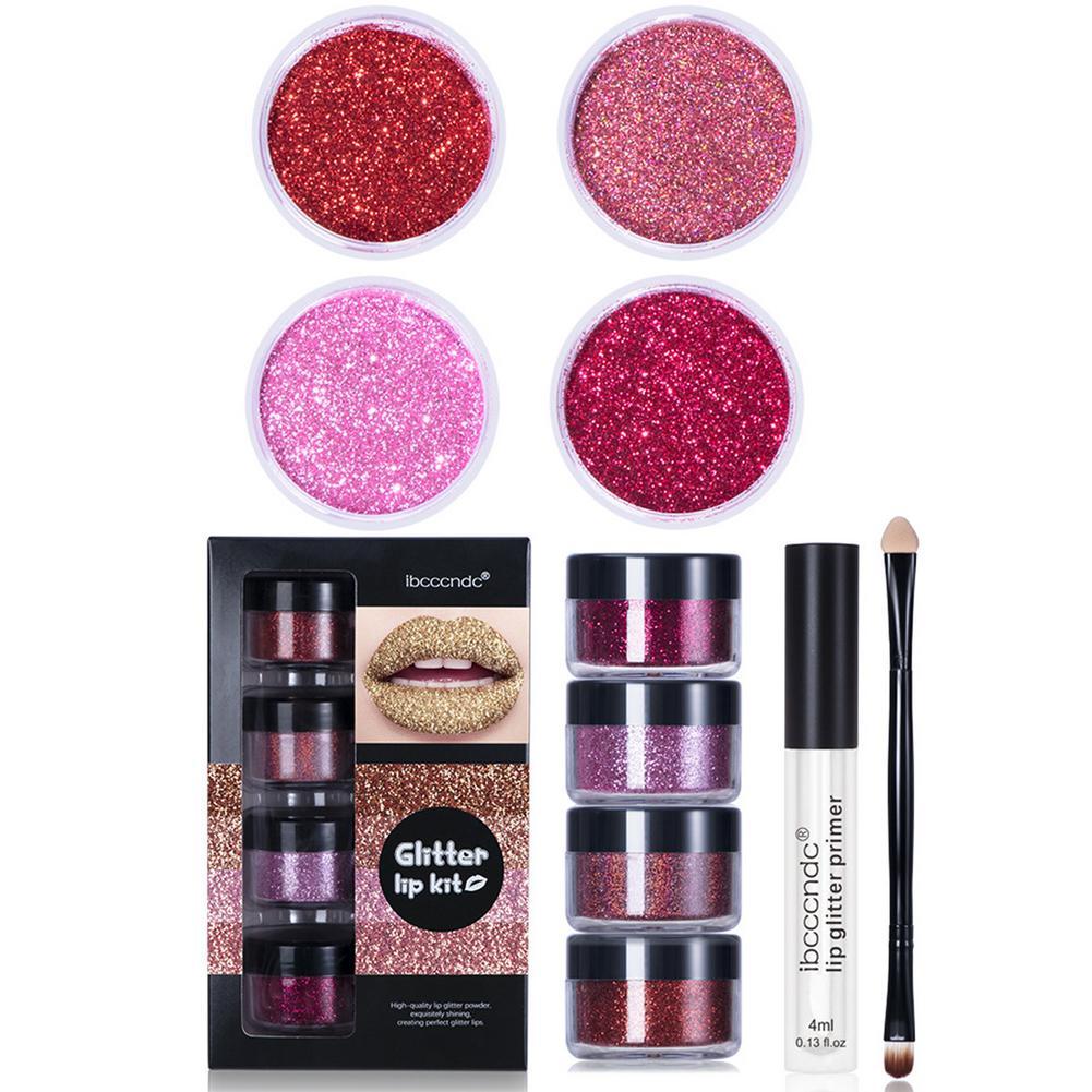 Waterproof Glitter Lip Gloss Kit with Lip Primer