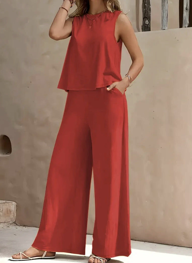 Solid Color Casual Loose Pants Sets For Women