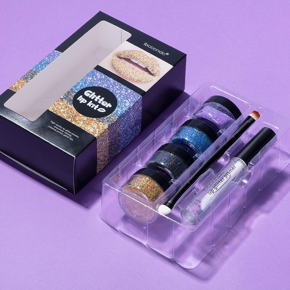 Waterproof Glitter Lip Gloss Kit with Lip Primer