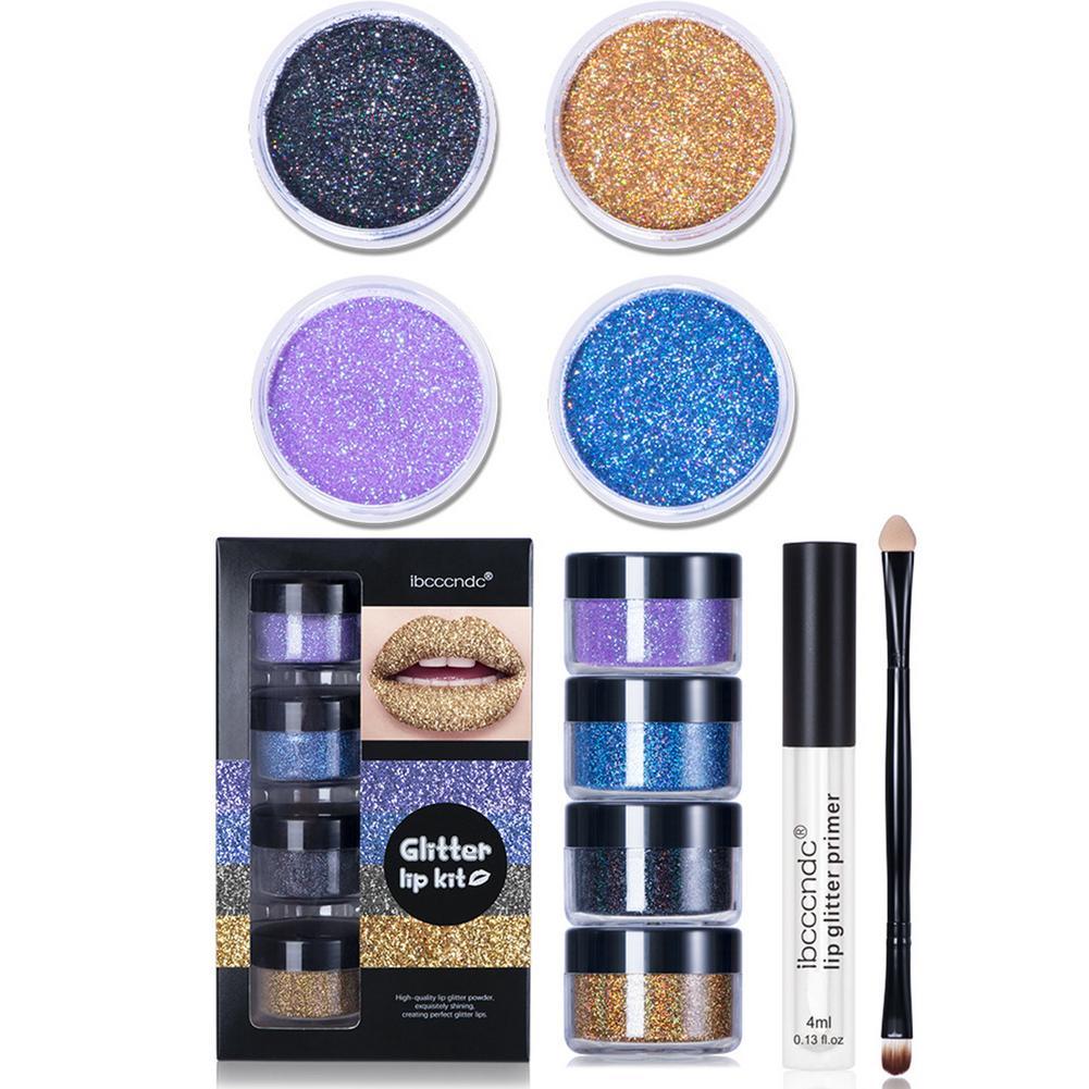 Waterproof Glitter Lip Gloss Kit with Lip Primer