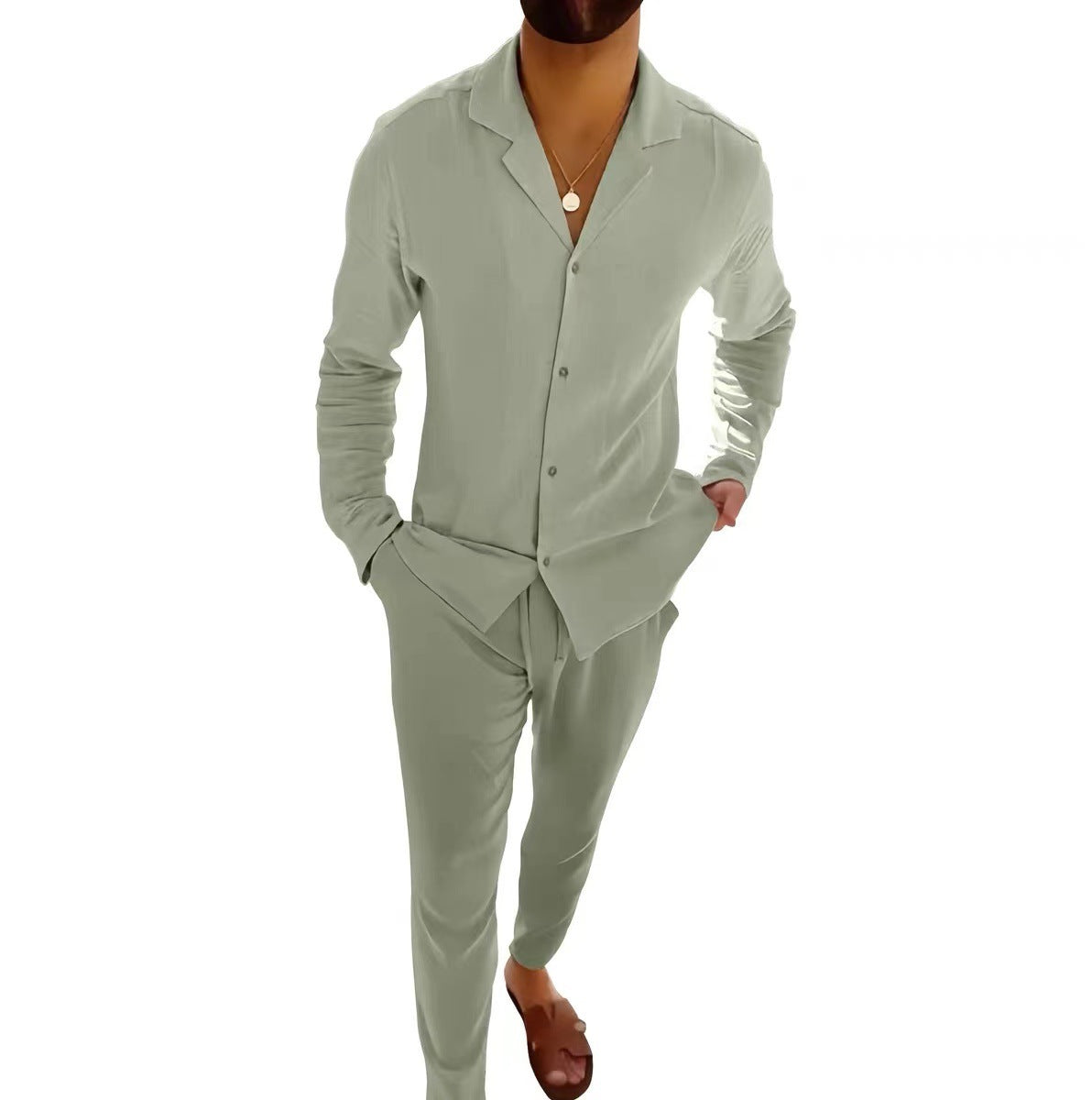 Casual Long-sleeved Suits Top And Slim-fit Trousers Men Clothing