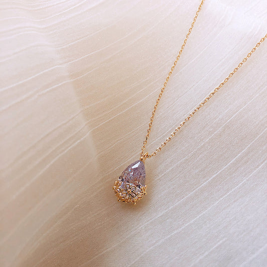 Crystal Water Drop Pendant Necklace Women's
