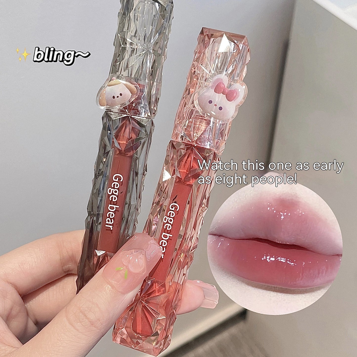 Crystal Transparent Diamond Light Mirror Lip Lacquer White