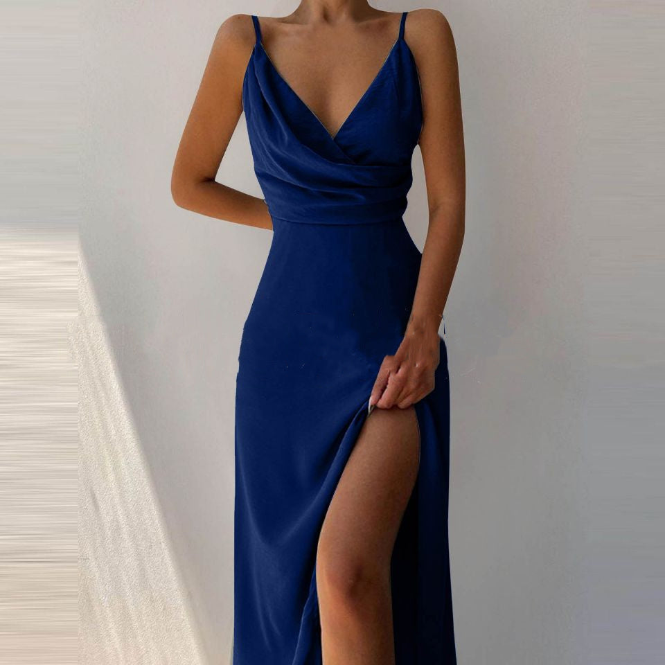 V-neck Slit Sling Dress Summer Fashion