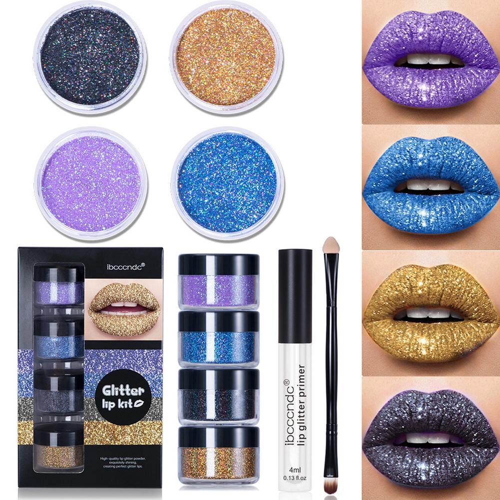 Waterproof Glitter Lip Gloss Kit with Lip Primer