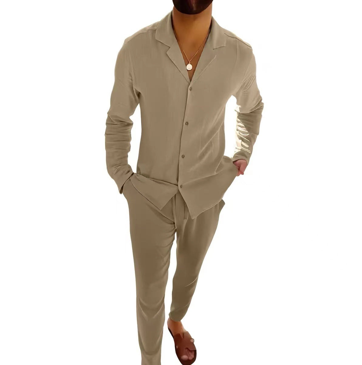 Casual Long-sleeved Suits Top And Slim-fit Trousers Men Clothing