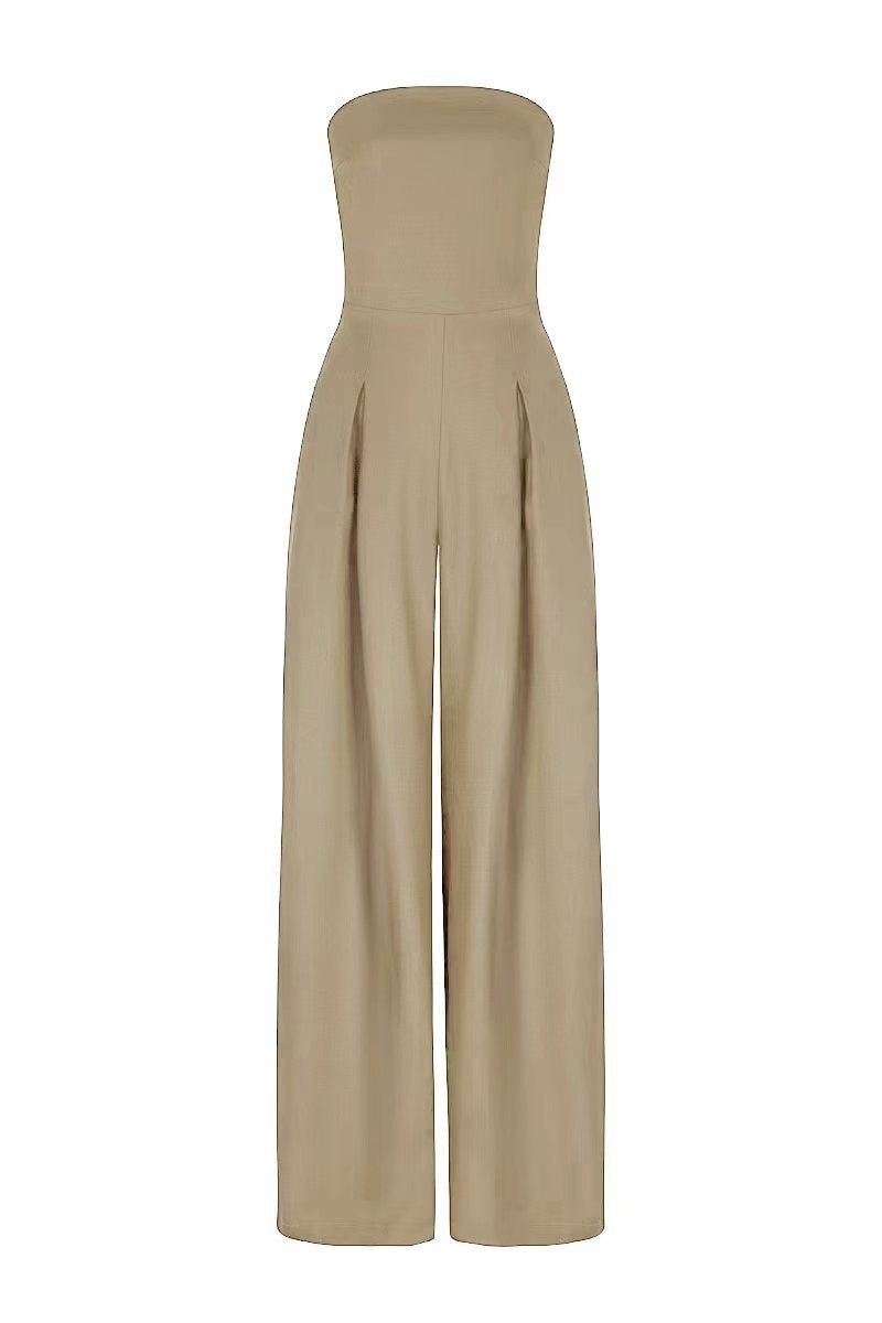 Backless Wide Leg Long Pants Overalls Women's Clothing