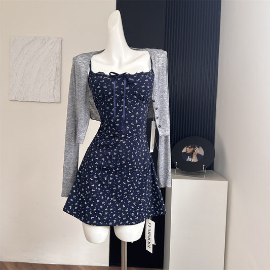 Floral print halter dress