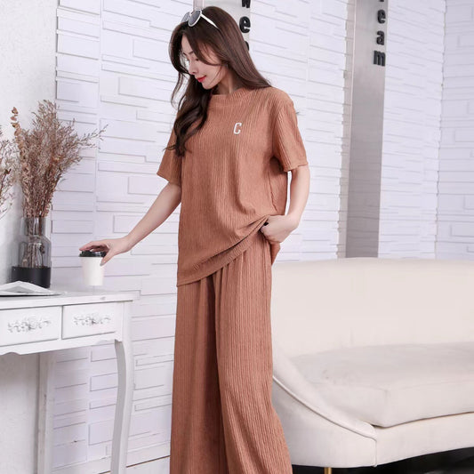 Women's Spring And Summer Embroidery Homewear Suit