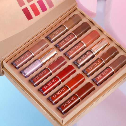 12-color Book Nonstick Cup Lip Glaze Set