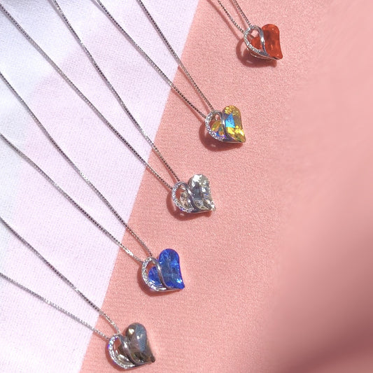 Sliver Heart Shaped Geometric Necklace Jewelry Women's